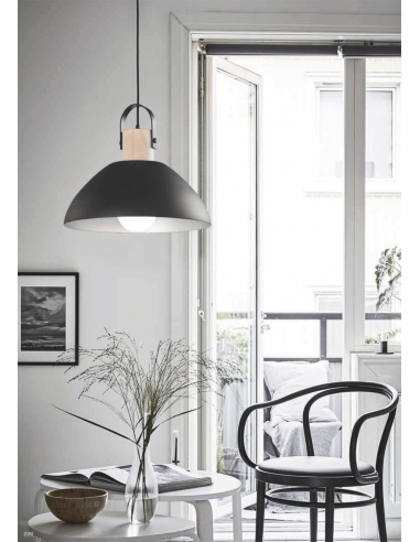 COLGANTE METAL BLANCO MADERA