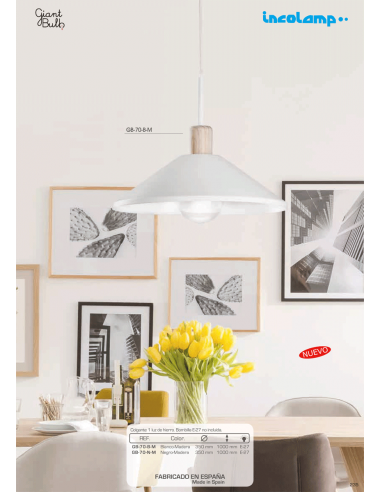 COLGANTE METAL BLANCO MADERA