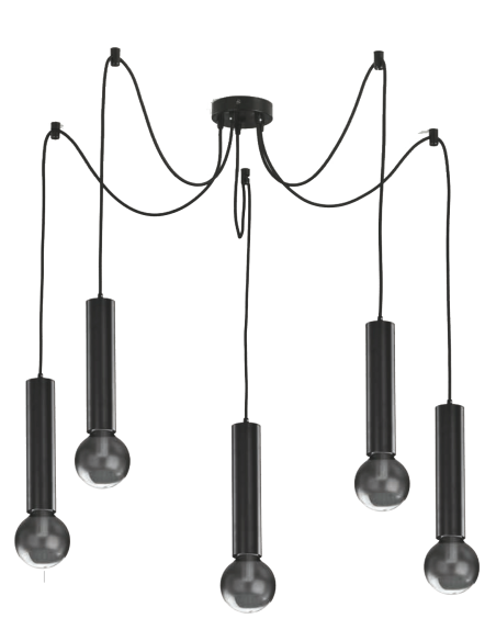 COLGANTE ARAÑA 5 LUCES NEGRO