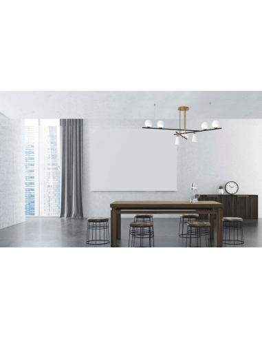 MIKADO LAMPARA 6+2 LUCES ORO NEGRO