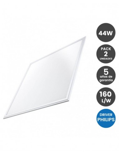 PACK 2 PANELES LED 60x60cm 44W CCT DRIVER  PHILIPS