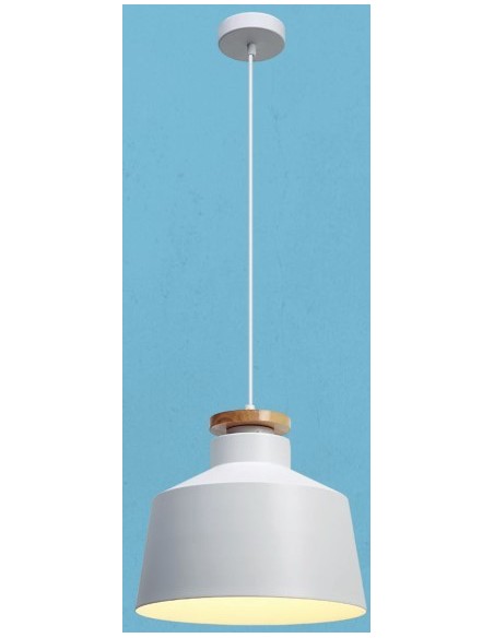 COLGANTE 30CM BLANCO MADERA E27