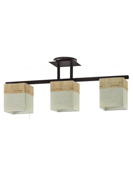 SEMIPLAFON 3 LUCES PANTALLA CUADRADA  TEJIDO SACO