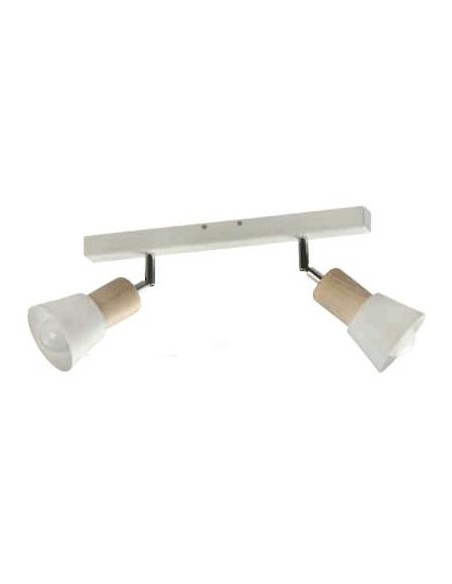 REGLETA 2 LUCES  2XE27 MADERA BLANCO