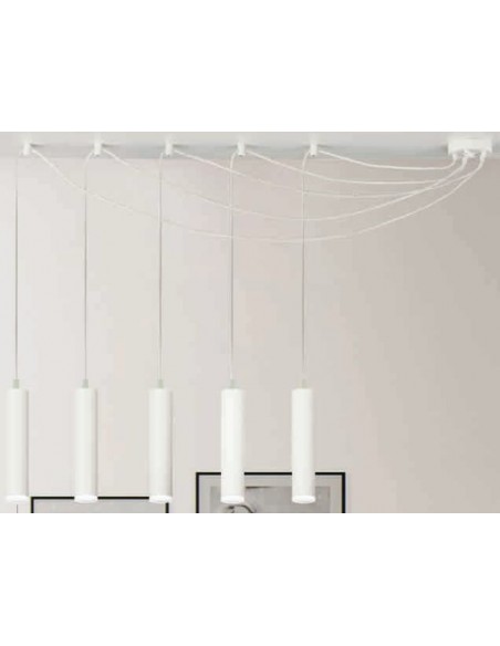 REGLETA 5 LUCES GU10 DIFUSOR DESPLAZADA  BLANCA