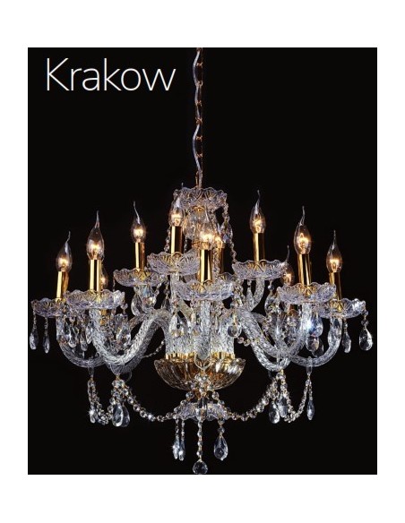 KRAKOW LAMPARA CRISTAL 8 4 LUCES ORO