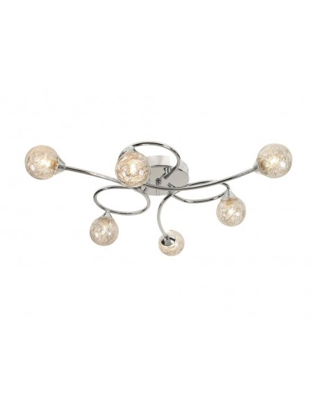 PLAFON  6 LUCES G9 CROMO BOLA CRISTAL 60cmX60cm