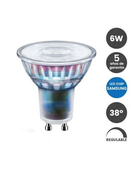 BOMBILLA GU10 LED 6W CRISTAL GU10 3000K