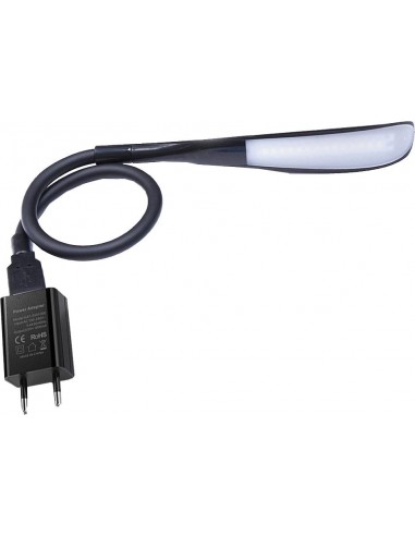 FLEXO TOUCH NEGRO 3 INTENSIDADES LED USB ADAPTADOR