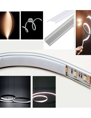 PERFIL FLEXIBLE ALUMINIO 2M CON DIFUSOR PERFIL FLEXIBLE ALUMINIO 2M CON DIFUSOR